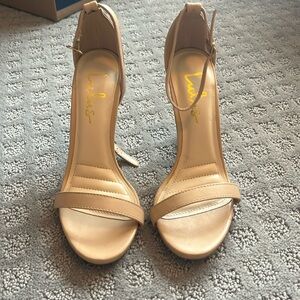 Lulus Loveliness Light Nude Ankle Strap Heels